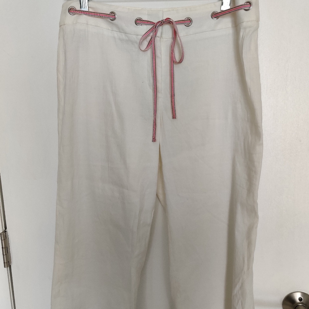 BCBG white linen pants size 6